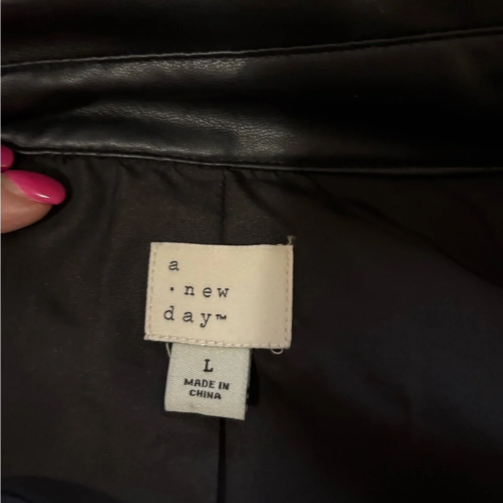 a new day Black Faux Leather Cropped Cargo Jacket - Picture 7 of 10